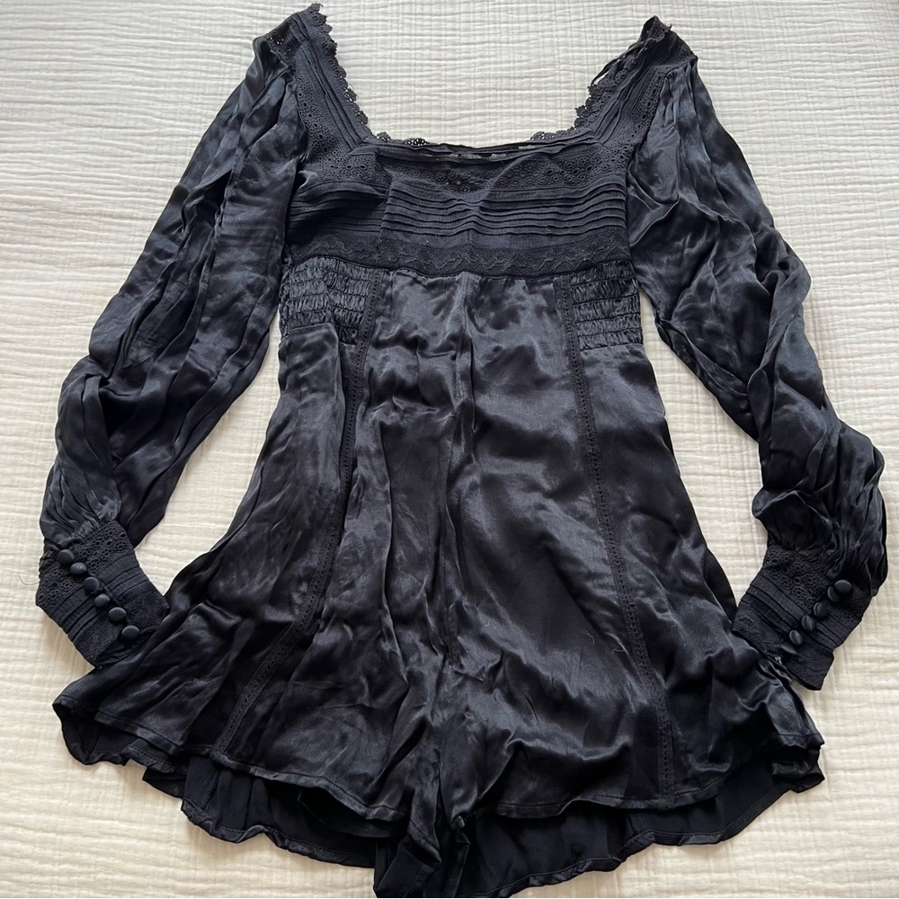 Black Free People Long Sleeve Romper